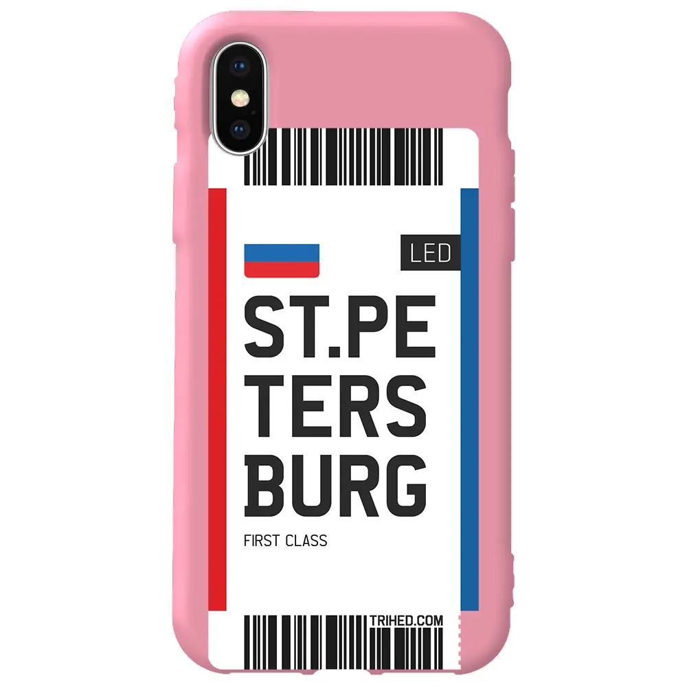 Apple iPhone XS Max Pembe Renkli Silikon Telefon Kılıfı - St. Petersburg Bileti