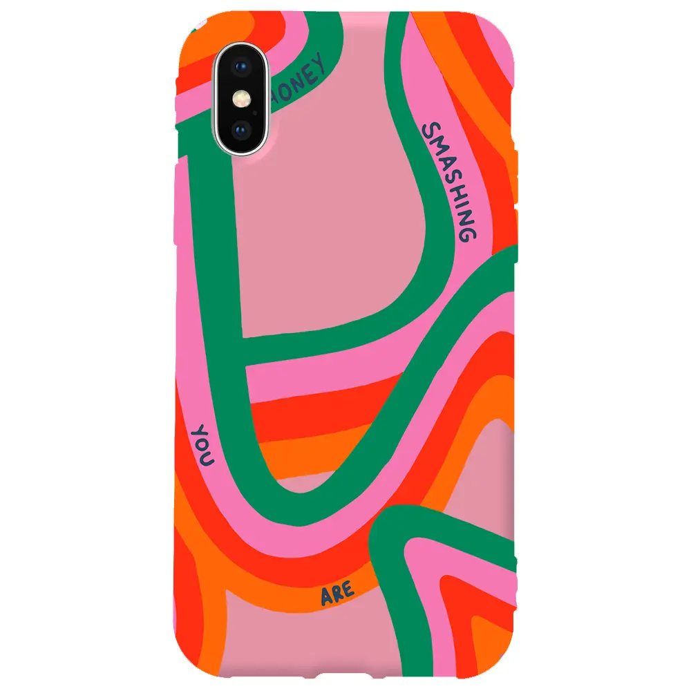 Apple iPhone XS Max Pembe Renkli Silikon Telefon Kılıfı - You are Colors