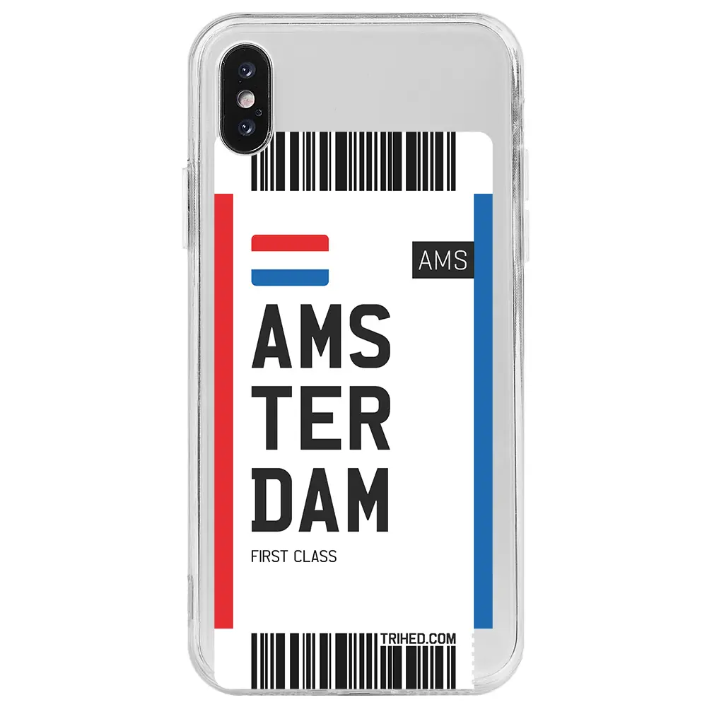 Apple iPhone XS Max Şeffaf Telefon Kılıfı - Amsterdam Bileti