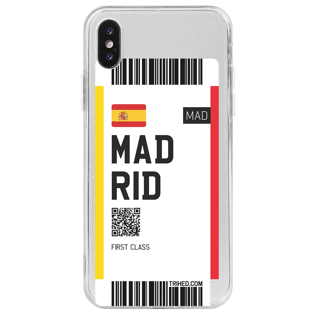 Apple iPhone XS Max Şeffaf Telefon Kılıfı - Madrid Bileti