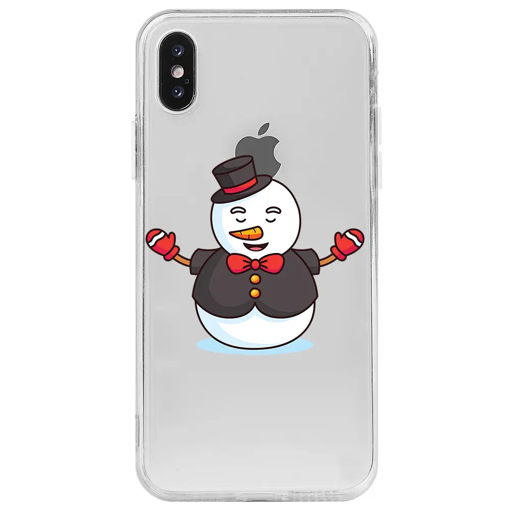 Apple iPhone XS Max Şeffaf Telefon Kılıfı - Snowman in Suit