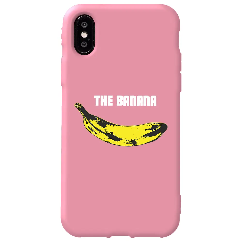 Apple iPhone XS Pembe Renkli Silikon Telefon Kılıfı - Andy Warhol Banana