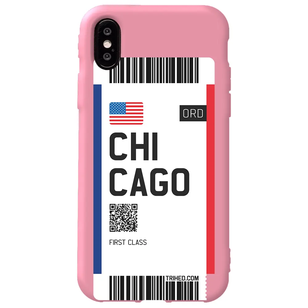 Apple iPhone XS Pembe Renkli Silikon Telefon Kılıfı - Chicago Bileti