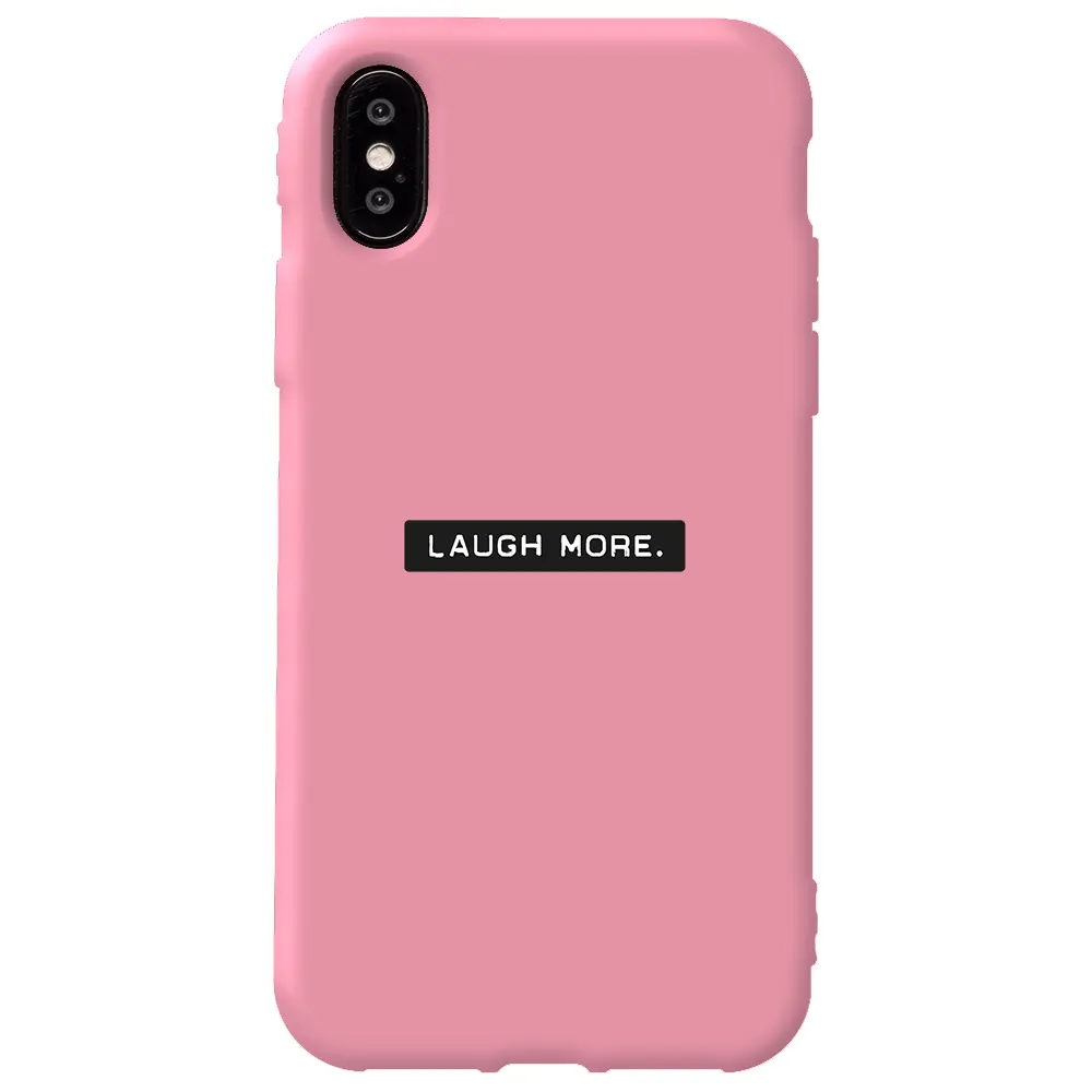 Apple iPhone XS Pembe Renkli Silikon Telefon Kılıfı - Laugh More