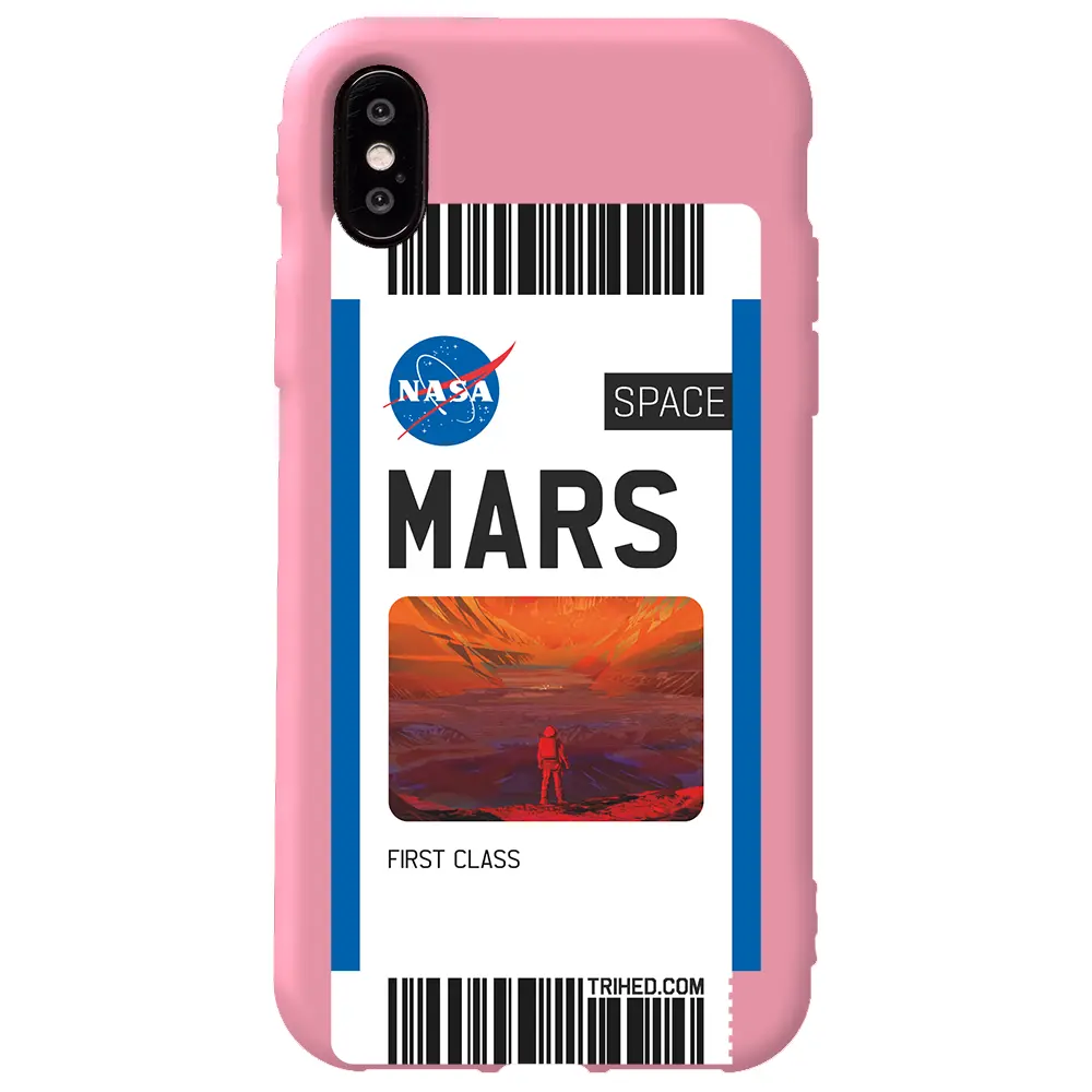 Apple iPhone XS Pembe Renkli Silikon Telefon Kılıfı - Mars Bileti