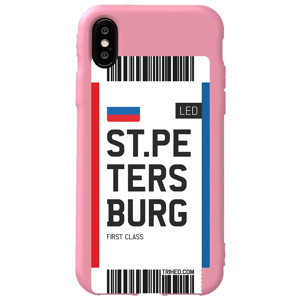 Apple iPhone XS Pembe Renkli Silikon Telefon Kılıfı - St. Petersburg Bileti