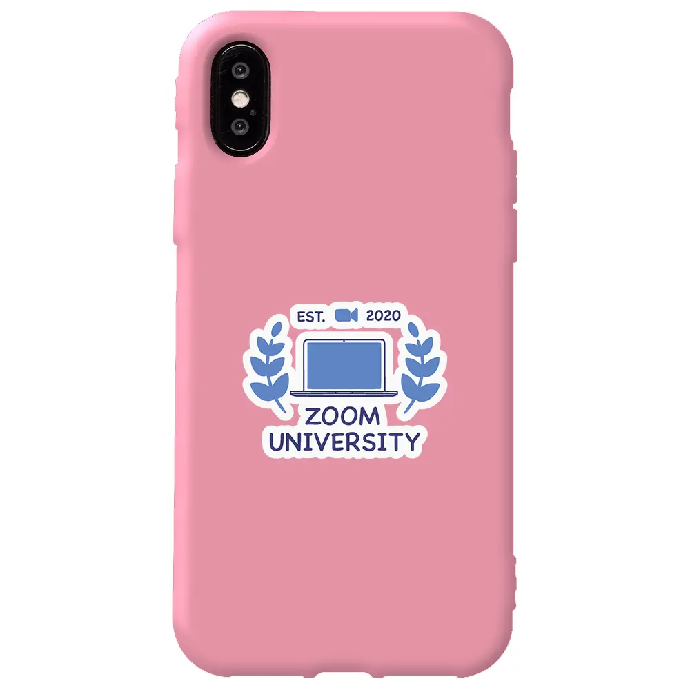 Apple iPhone XS Pembe Renkli Silikon Telefon Kılıfı - Zoom Üniversitesi