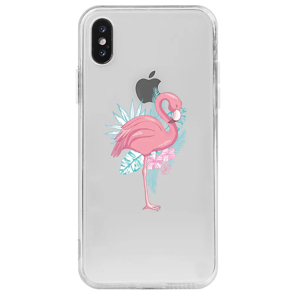 Apple iPhone XS Şeffaf Telefon Kılıfı - Alone Flamingo
