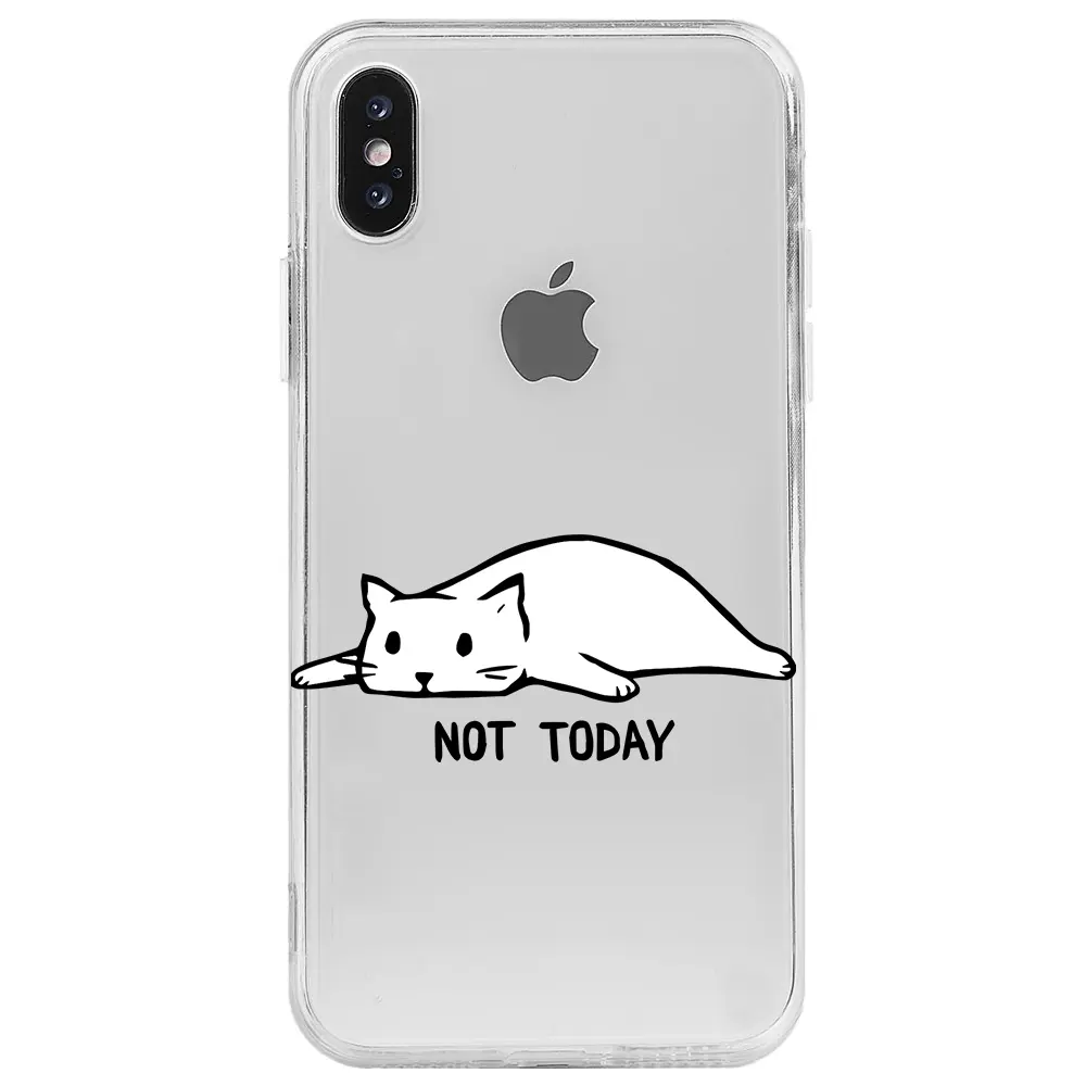 Apple iPhone XS Şeffaf Telefon Kılıfı - Not Today Cat