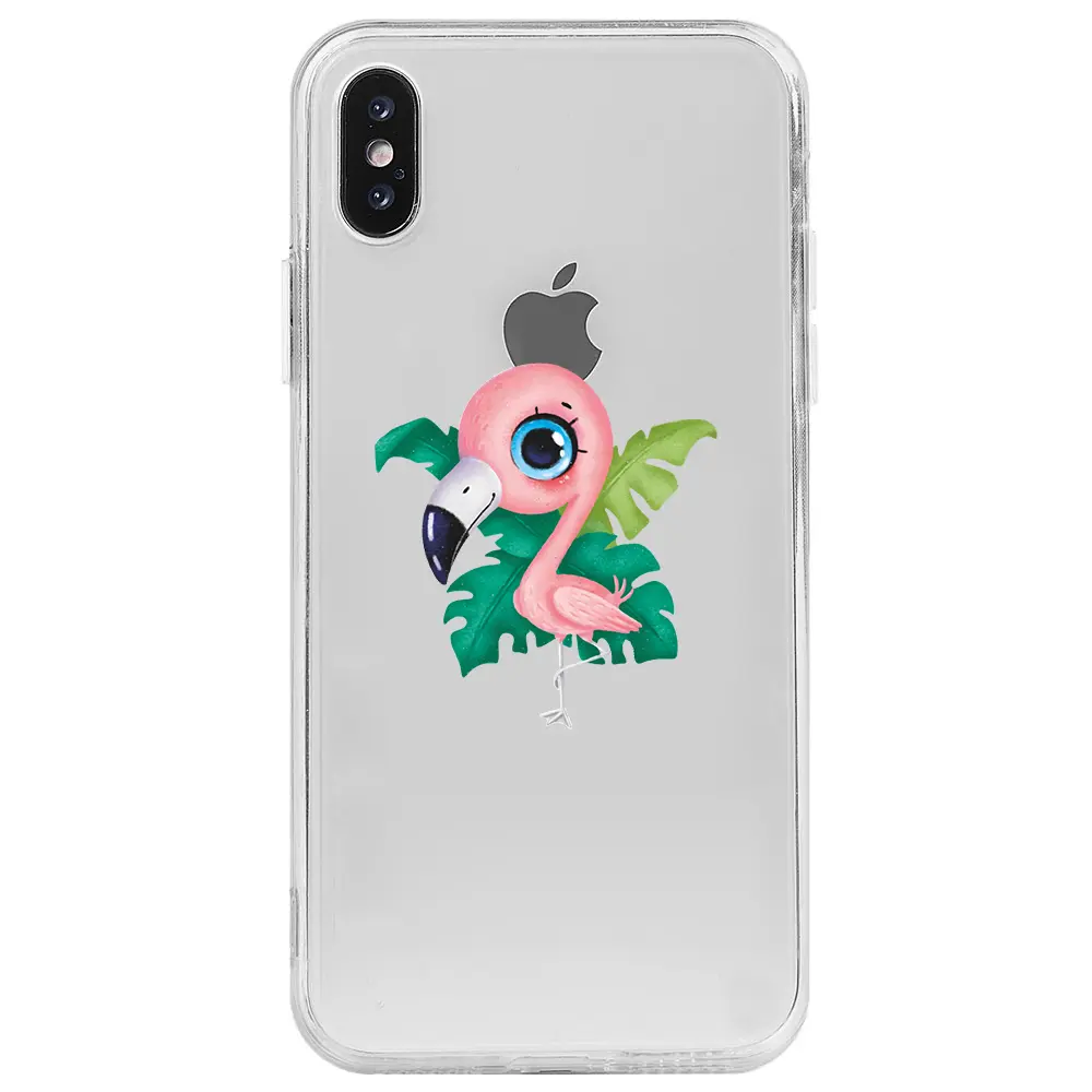 Apple iPhone XS Şeffaf Telefon Kılıfı - Yavru Flamingo
