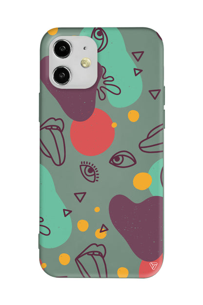 Mor Soyut Lansman Model İçi Kadife Silikon Telefon Kılıfı