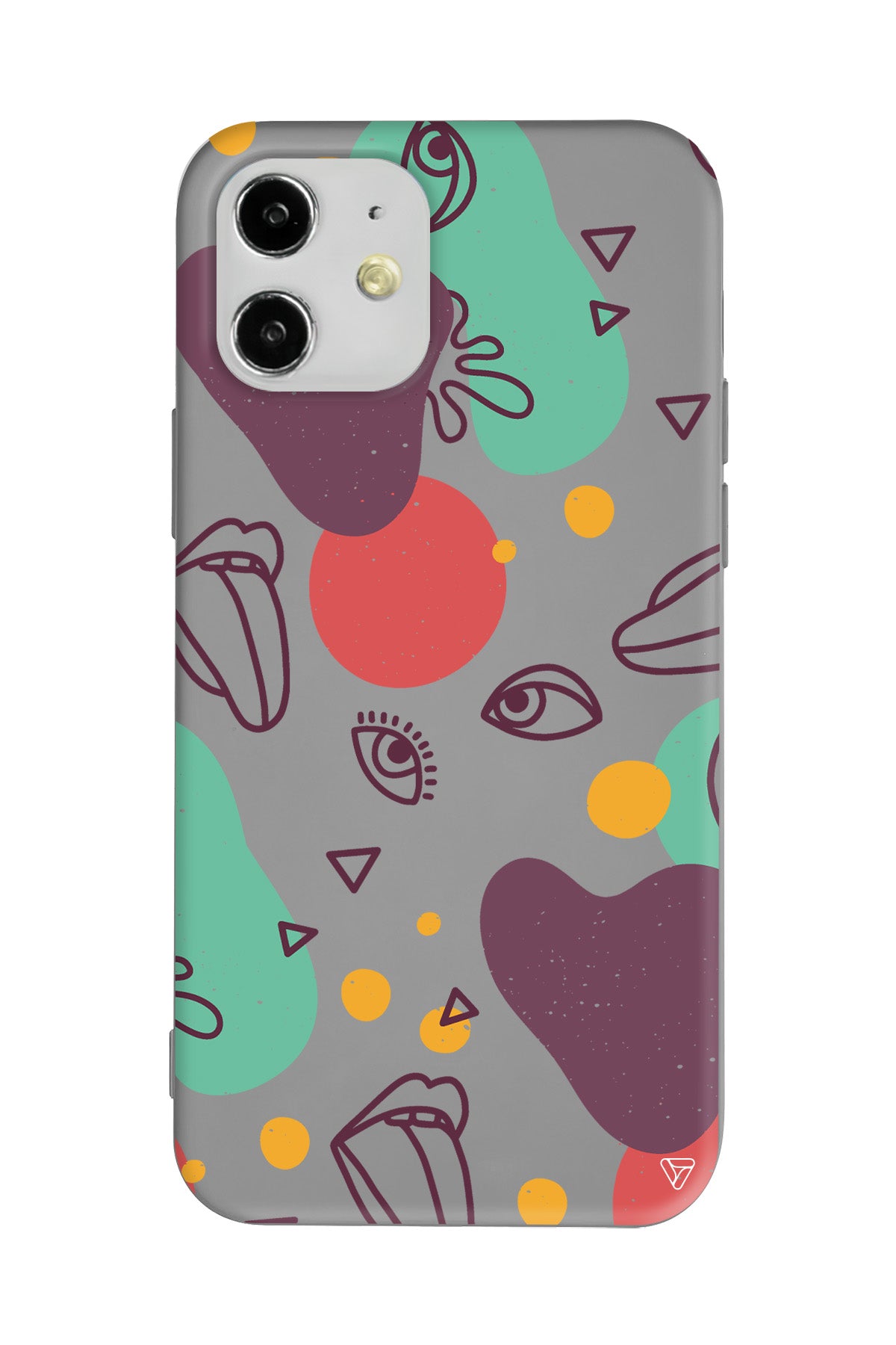 Mor Soyut Lansman Model İçi Kadife Silikon Telefon Kılıfı