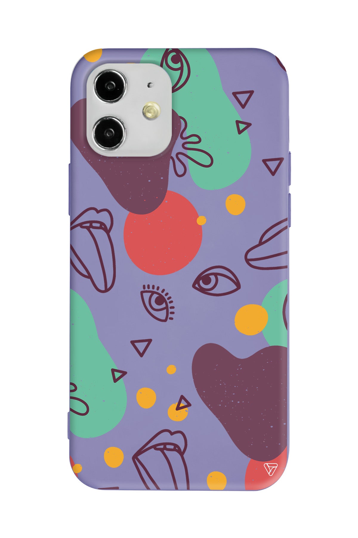 Mor Soyut Lansman Model İçi Kadife Silikon Telefon Kılıfı