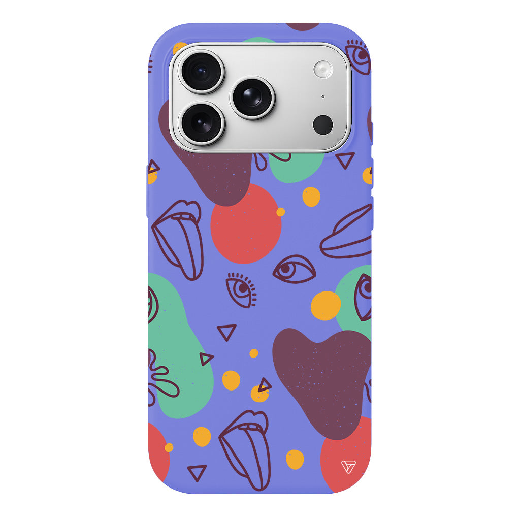 Mor Soyut Lansman Model İçi Kadife Silikon Telefon Kılıfı