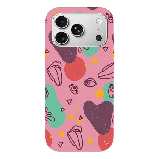 Mor Soyut Lansman Model İçi Kadife Silikon Telefon Kılıfı