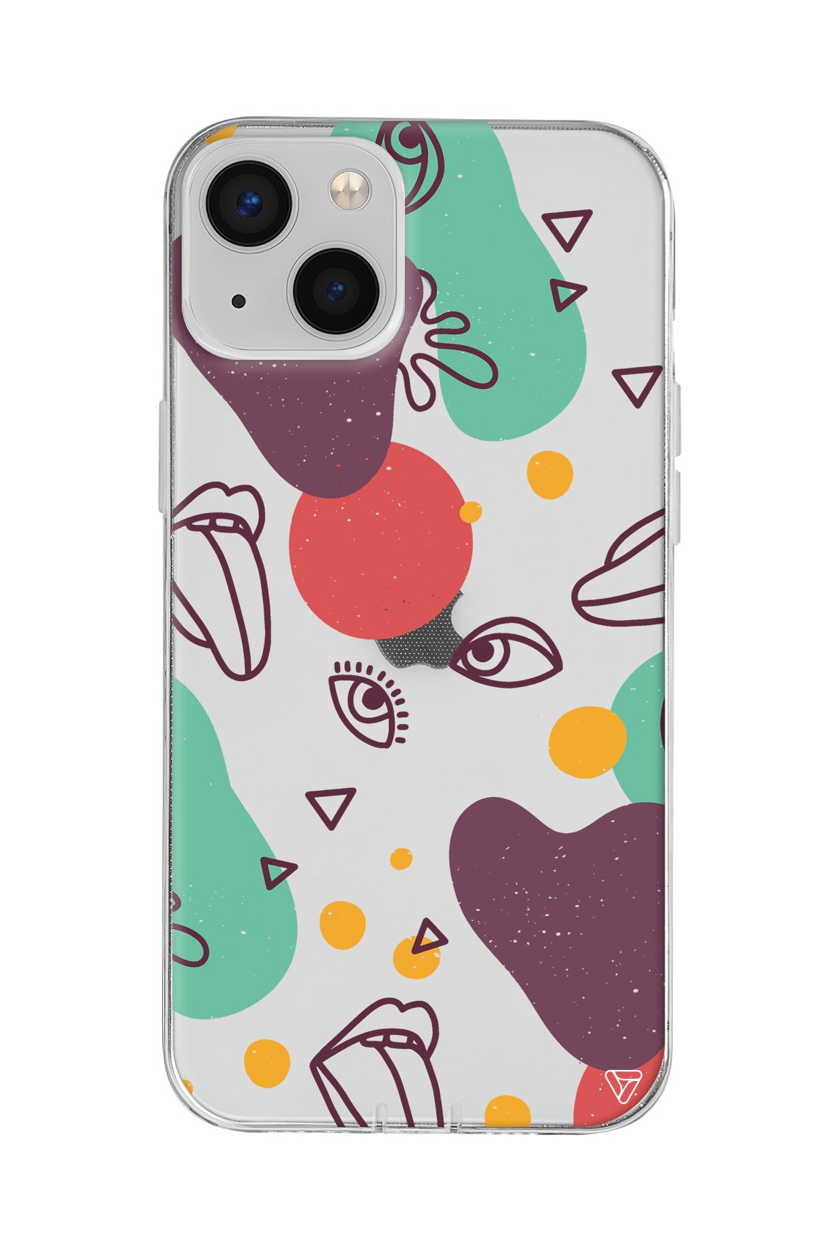 Mor Soyut Lansman Model İçi Kadife Silikon Telefon Kılıfı