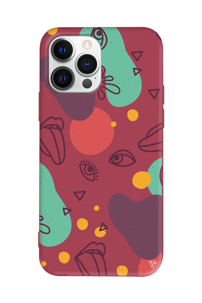 Mor Soyut Lansman Model İçi Kadife Silikon Telefon Kılıfı