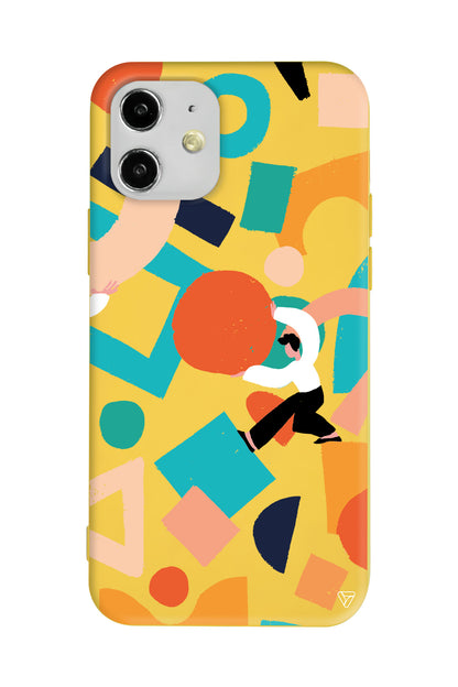 Şekiller Arasında Lansman Model İçi Kadife Silikon Telefon Kılıfı