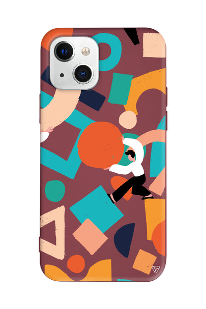 Şekiller Arasında Lansman Model İçi Kadife Silikon Telefon Kılıfı