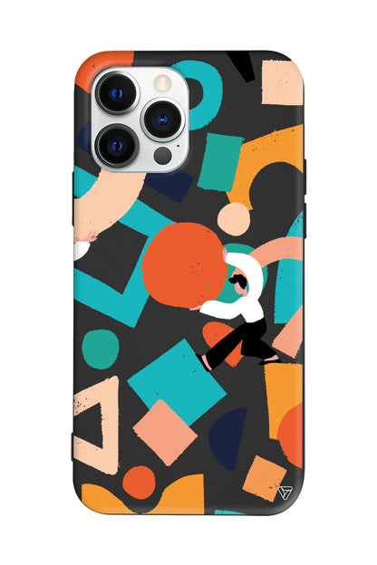 Şekiller Arasında Lansman Model İçi Kadife Silikon Telefon Kılıfı