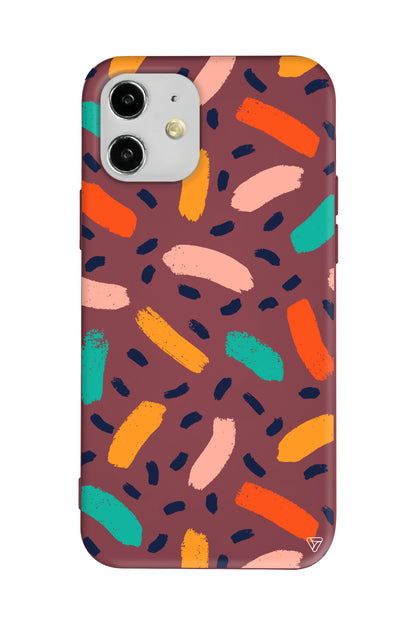 Renkli Şekiller Lansman Model İçi Kadife Silikon Telefon Kılıfı