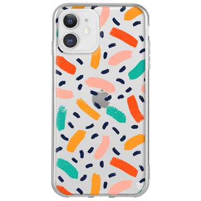 Renkli Şekiller Lansman Model İçi Kadife Silikon Telefon Kılıfı