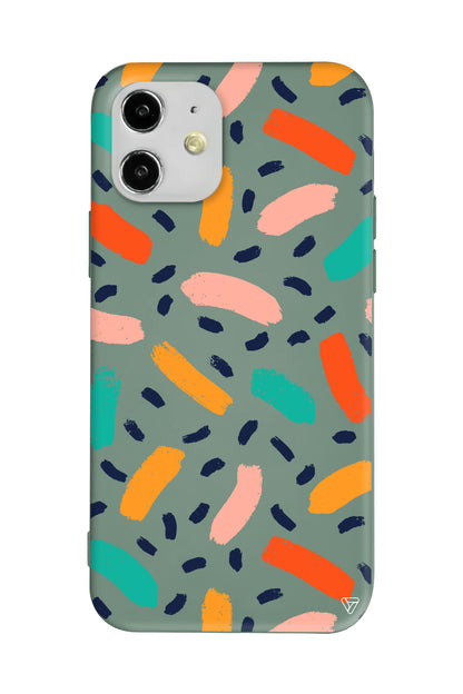 Renkli Şekiller Lansman Model İçi Kadife Silikon Telefon Kılıfı