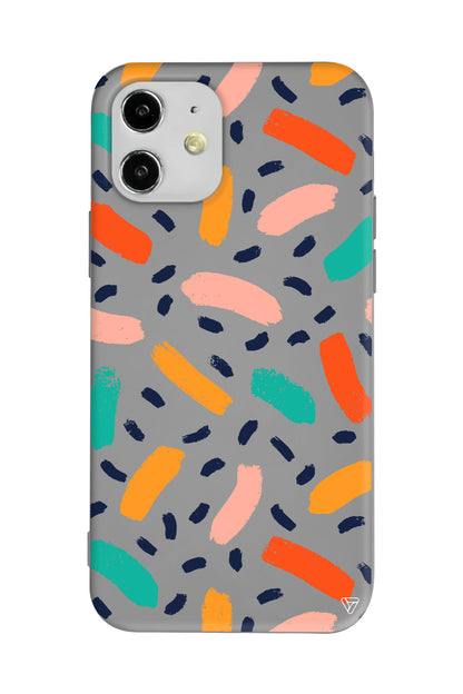 Renkli Şekiller Lansman Model İçi Kadife Silikon Telefon Kılıfı