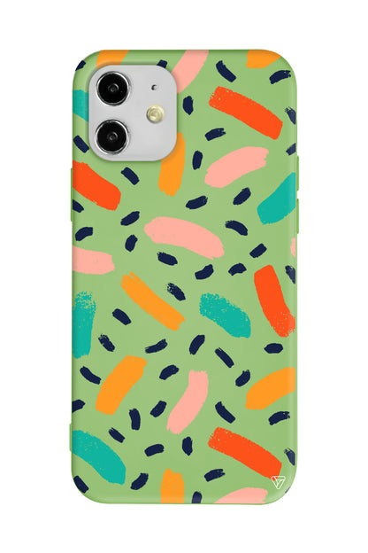 Renkli Şekiller Lansman Model İçi Kadife Silikon Telefon Kılıfı