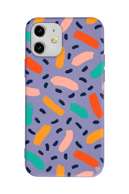 Renkli Şekiller Lansman Model İçi Kadife Silikon Telefon Kılıfı