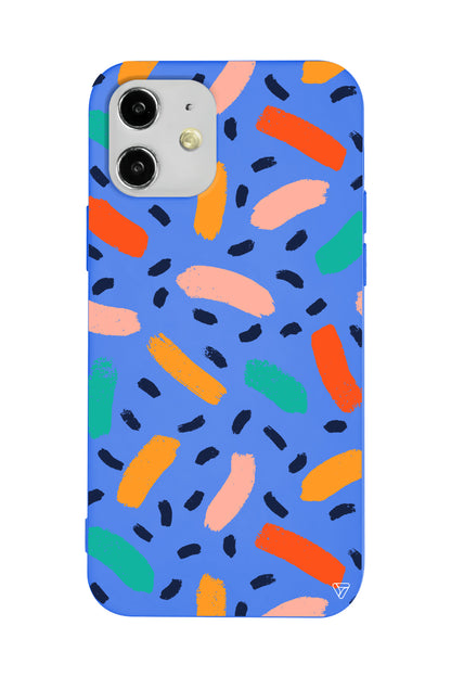 Renkli Şekiller Lansman Model İçi Kadife Silikon Telefon Kılıfı