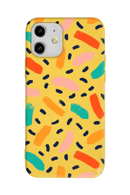 Renkli Şekiller Lansman Model İçi Kadife Silikon Telefon Kılıfı