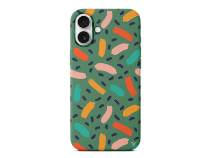 Renkli Şekiller Lansman Model İçi Kadife Silikon Telefon Kılıfı