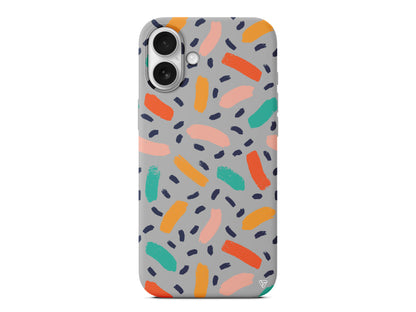 Renkli Şekiller Lansman Model İçi Kadife Silikon Telefon Kılıfı