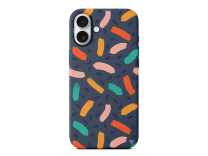 Renkli Şekiller Lansman Model İçi Kadife Silikon Telefon Kılıfı