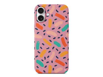 Renkli Şekiller Lansman Model İçi Kadife Silikon Telefon Kılıfı