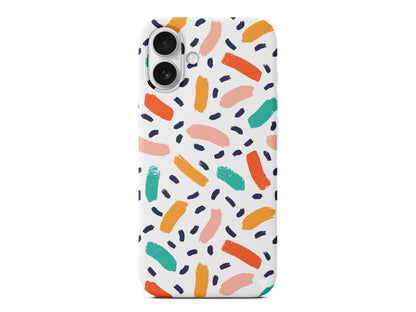 Renkli Şekiller Lansman Model İçi Kadife Silikon Telefon Kılıfı