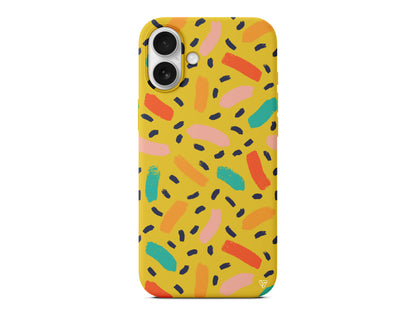 Renkli Şekiller Lansman Model İçi Kadife Silikon Telefon Kılıfı