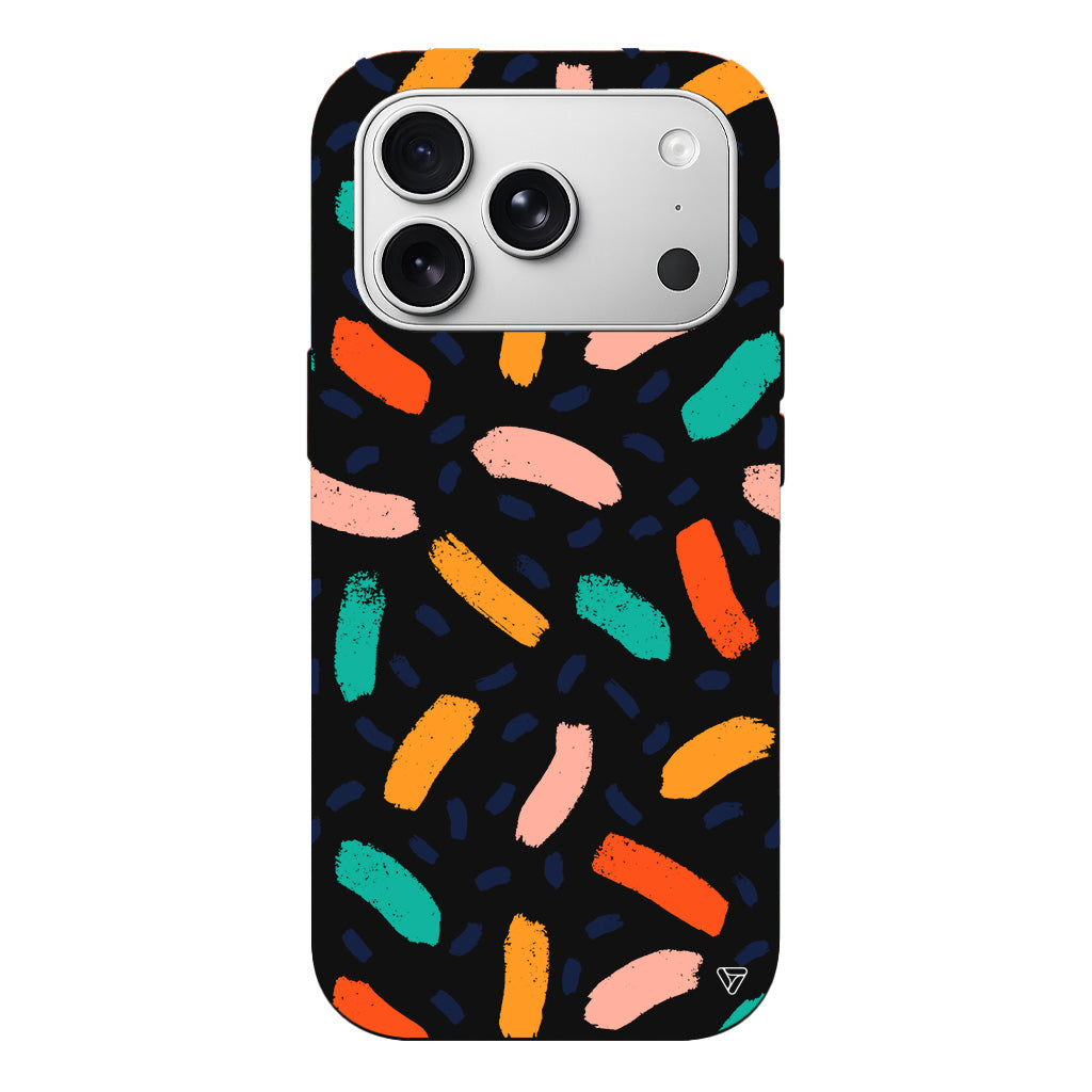 Renkli Şekiller Lansman Model İçi Kadife Silikon Telefon Kılıfı