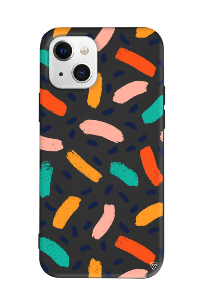 Renkli Şekiller Lansman Model İçi Kadife Silikon Telefon Kılıfı – Plus Serisine Özel