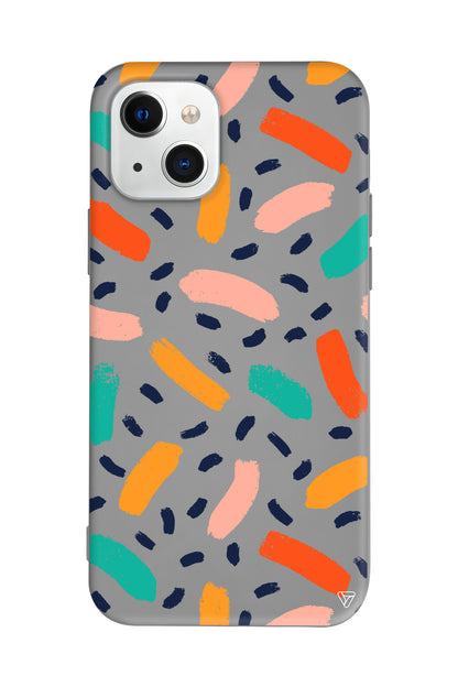 Renkli Şekiller Lansman Model İçi Kadife Silikon Telefon Kılıfı – Plus Serisine Özel