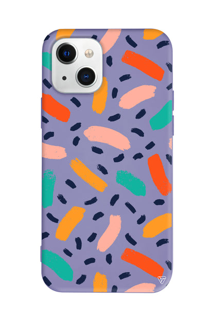 Renkli Şekiller Lansman Model İçi Kadife Silikon Telefon Kılıfı