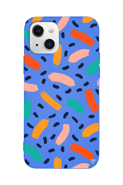 Renkli Şekiller Lansman Model İçi Kadife Silikon Telefon Kılıfı