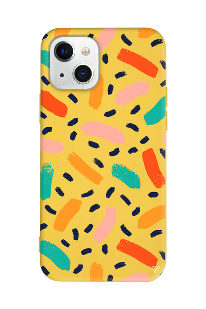 Renkli Şekiller Lansman Model İçi Kadife Silikon Telefon Kılıfı – Plus Serisine Özel