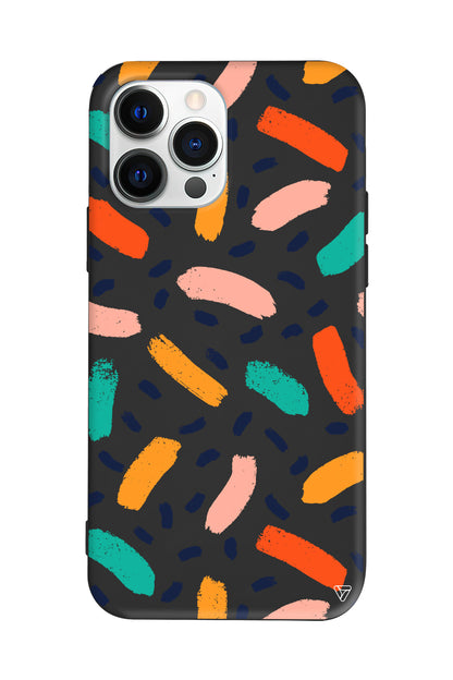 Renkli Şekiller Lansman Model İçi Kadife Silikon Telefon Kılıfı