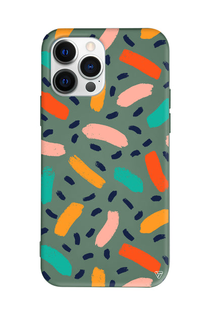 Renkli Şekiller Lansman Model İçi Kadife Silikon Telefon Kılıfı