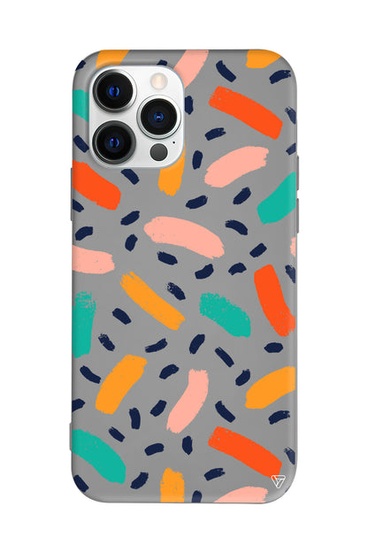 Renkli Şekiller Lansman Model İçi Kadife Silikon Telefon Kılıfı