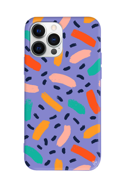 Renkli Şekiller Lansman Model İçi Kadife Silikon Telefon Kılıfı