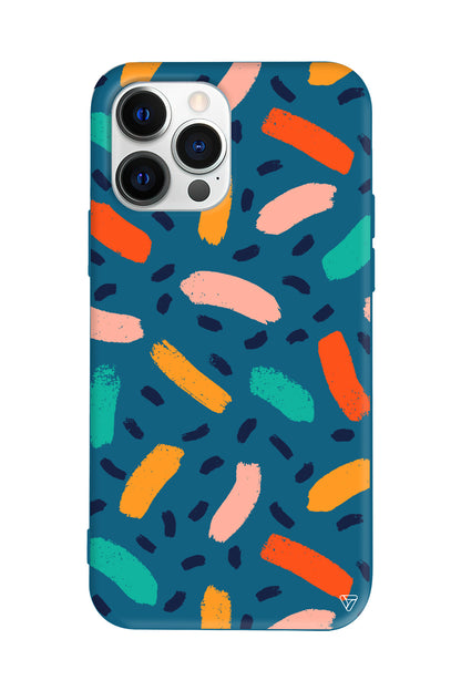 Renkli Şekiller Lansman Model İçi Kadife Silikon Telefon Kılıfı