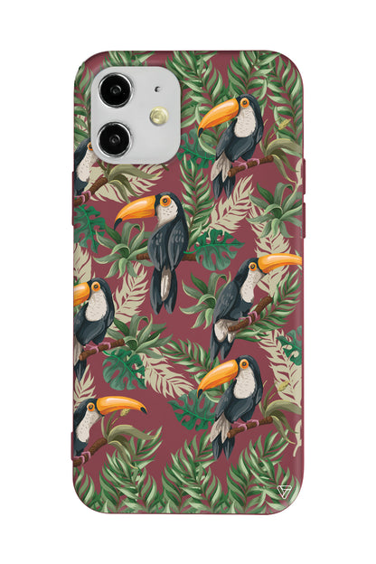 Tropik Kus Lansman Model İçi Kadife Silikon Telefon Kılıfı